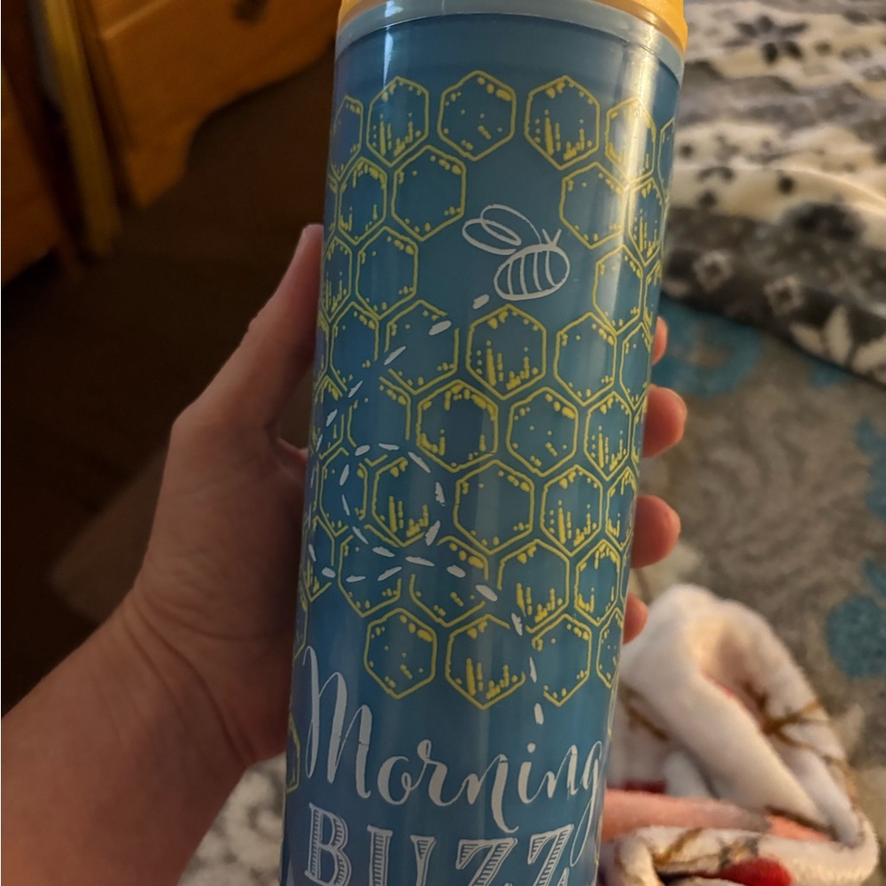 Bee Themed Blue Travel Mug